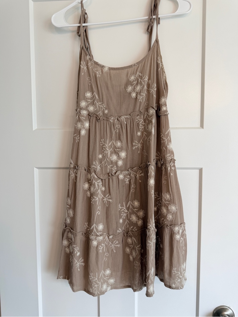 Speechless Taupe Floral Tie-Shoulder Mini Dress